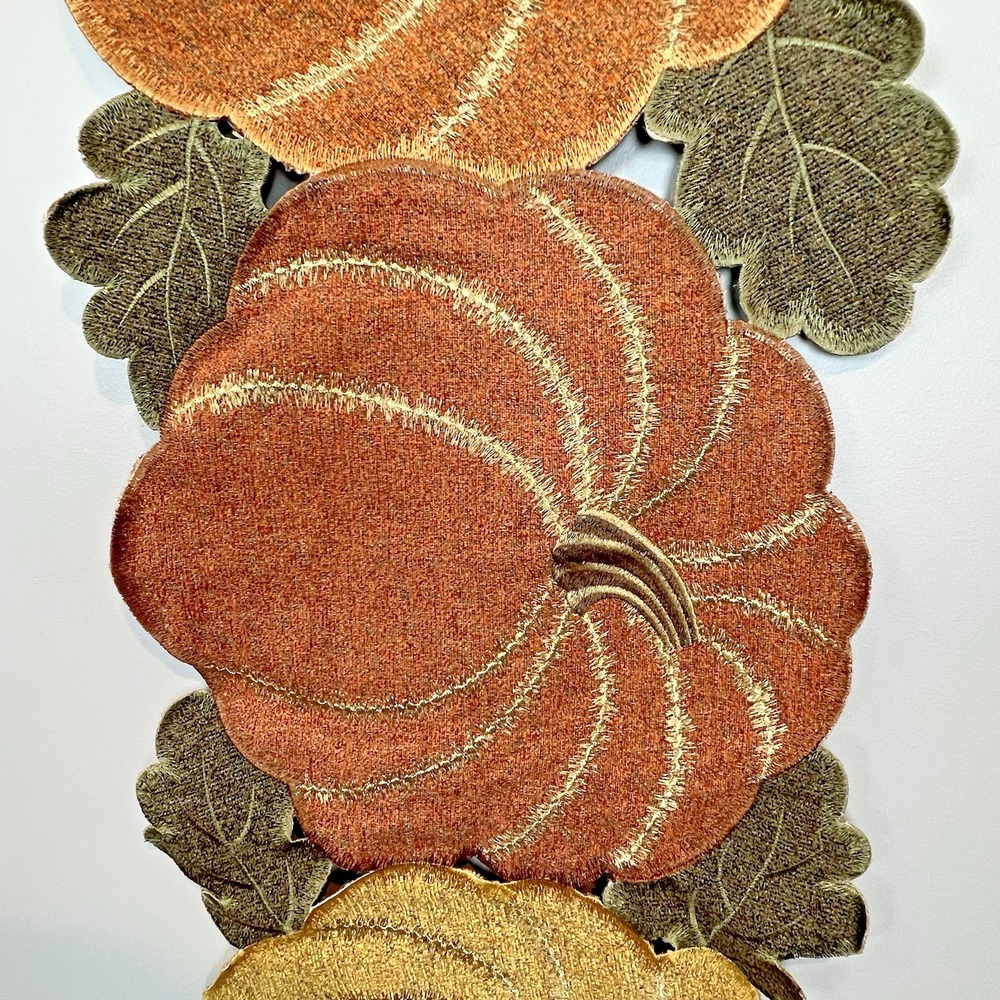 Rachel Ashwell Pumpkin Table Runner Autumn Harvest Orange Metallic 14 x 36" - Picture 3 of 7